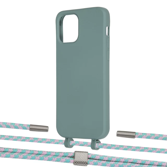 Чохол Upex Alter Eyelets for iPhone 12 Pro Max Basil with Twine Turquoise and Fausset Silver (UP108149)