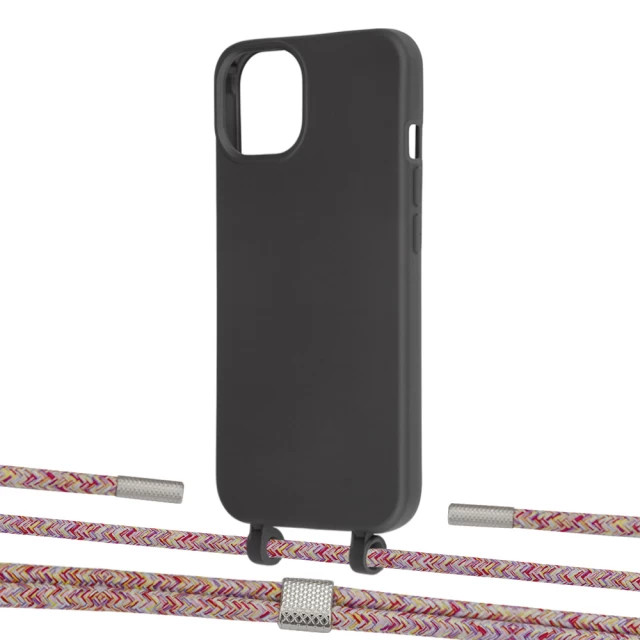 Чехол Upex Alter Eyelets for iPhone 13 mini Onyx with Twine Mulberry and Fausset Silver (UP108247)