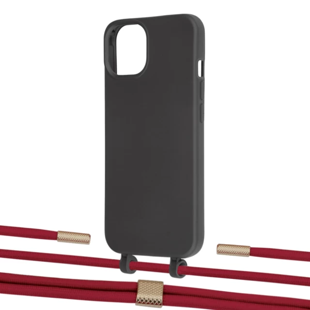 Чехол Upex Alter Eyelets for iPhone 13 mini Onyx with Twine Red and Fausset Gold (UP108258)