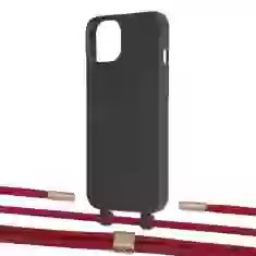 Чохол Upex Alter Eyelets for iPhone 13 mini Onyx with Twine Red and Fausset Gold (UP108258)