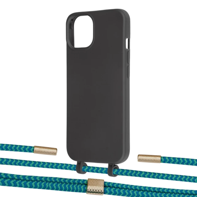 Чехол Upex Alter Eyelets for iPhone 13 mini Onyx with Twine Cyan and Fausset Gold (UP108265)