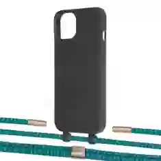 Чохол Upex Alter Eyelets for iPhone 13 mini Onyx with Twine Cyan and Fausset Gold (UP108265)