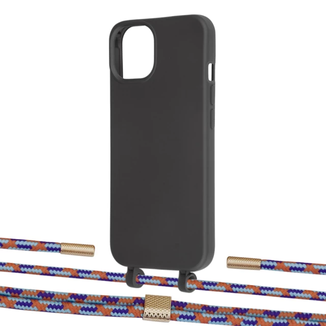 Чехол Upex Alter Eyelets for iPhone 13 mini Onyx with Twine Blue Sunset and Fausset Gold (UP108267)