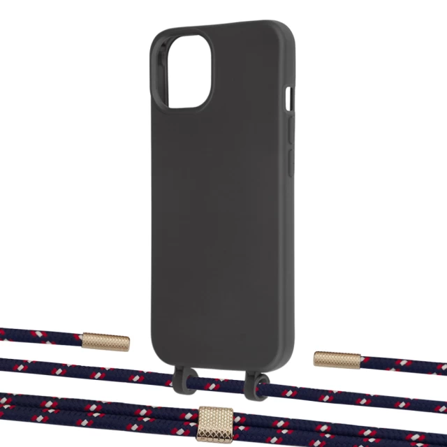 Чохол Upex Alter Eyelets for iPhone 13 mini Onyx with Twine Blue Marine and Fausset Gold (UP108269)