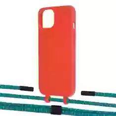 Чехол Upex Alter Eyelets for iPhone 13 mini Red with Twine Cyan and Fausset Matte Black (UP108282)