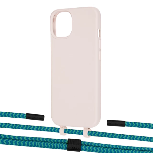 Чехол Upex Alter Eyelets for iPhone 13 mini Crepe with Twine Cyan and Fausset Matte Black (UP108333)