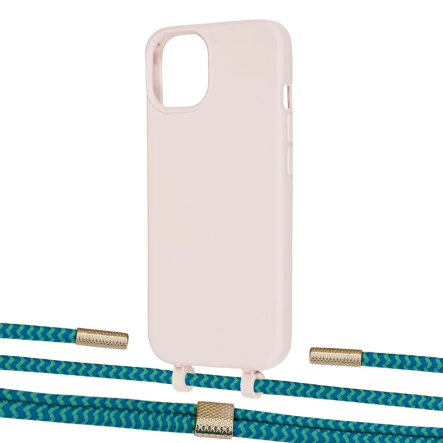 Чохол Upex Alter Eyelets for iPhone 13 mini Crepe with Twine Cyan and Fausset Gold (UP108367)