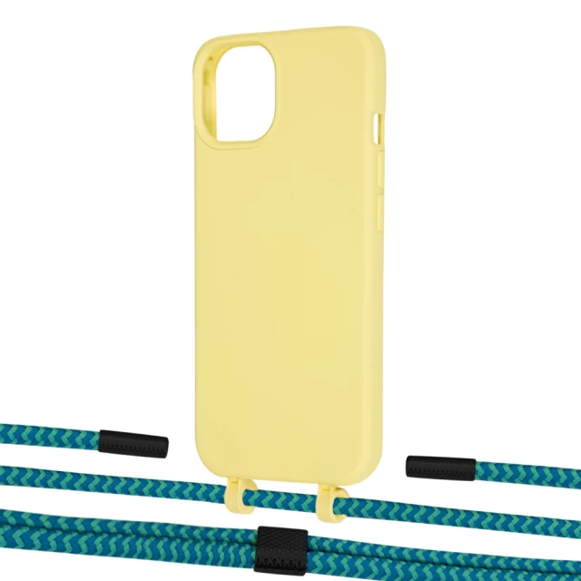 Чохол Upex Alter Eyelets for iPhone 13 mini Daffodil with Twine Cyan and Fausset Matte Black (UP108384)