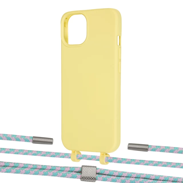 Чехол Upex Alter Eyelets for iPhone 13 mini Daffodil with Twine Turquoise and Fausset Silver (UP108404)