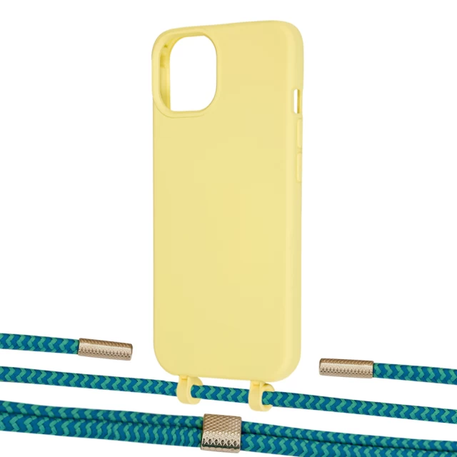 Чехол Upex Alter Eyelets for iPhone 13 mini Daffodil with Twine Cyan and Fausset Gold (UP108418)