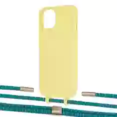 Чехол Upex Alter Eyelets for iPhone 13 mini Daffodil with Twine Cyan and Fausset Gold (UP108418)