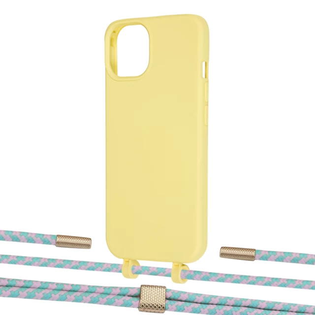 Чохол Upex Alter Eyelets for iPhone 13 mini Daffodil with Twine Turquoise and Fausset Gold (UP108421)