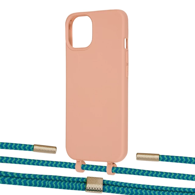 Чохол Upex Alter Eyelets for iPhone 13 mini Tangerine with Twine Cyan and Fausset Gold (UP108469)