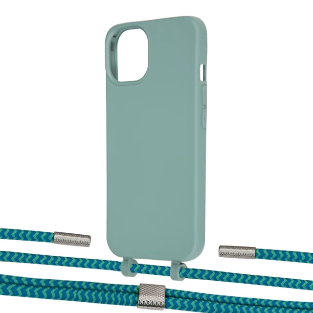 Чехол Upex Alter Eyelets for iPhone 13 mini Basil with Twine Cyan and Fausset Silver (UP108503)