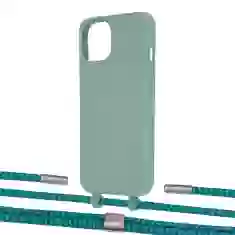 Чохол Upex Alter Eyelets for iPhone 13 mini Basil with Twine Cyan and Fausset Silver (UP108503)