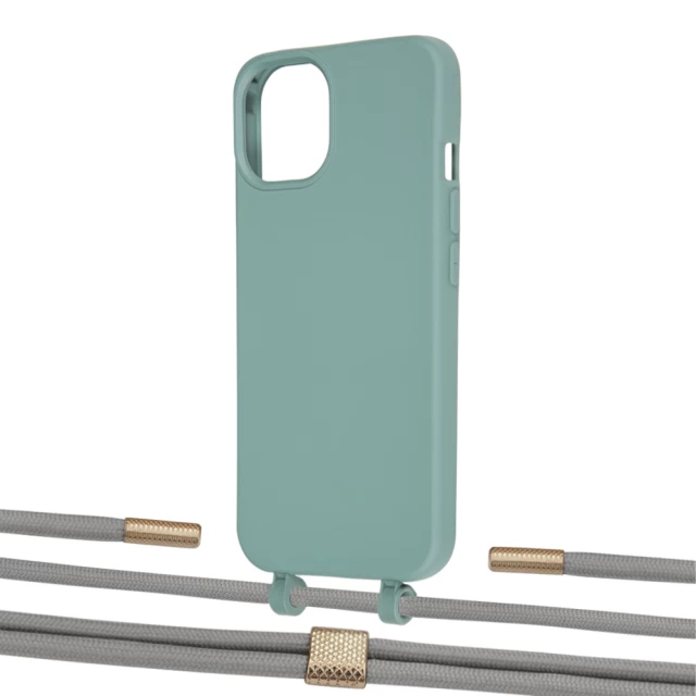 Чехол Upex Alter Eyelets for iPhone 13 mini Basil with Twine Gray and Fausset Gold (UP108517)