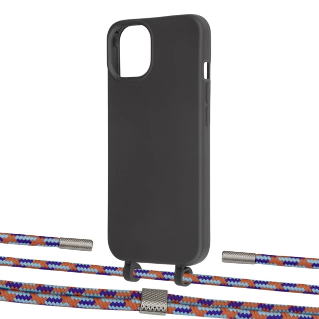 Чохол Upex Alter Eyelets for iPhone 13 Onyx with Twine Blue Sunset and Fausset Silver (UP108607)