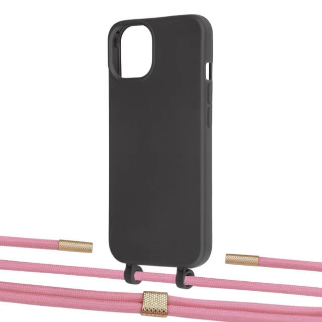 Чохол Upex Alter Eyelets for iPhone 13 Onyx with Twine Coral and Fausset Gold (UP108614)