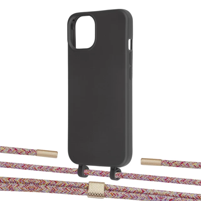 Чехол Upex Alter Eyelets for iPhone 13 Onyx with Twine Mulberry and Fausset Gold (UP108621)