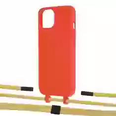 Чохол Upex Alter Eyelets for iPhone 13 Red with Twine Sunflower and Fausset Matte Black (UP108634)