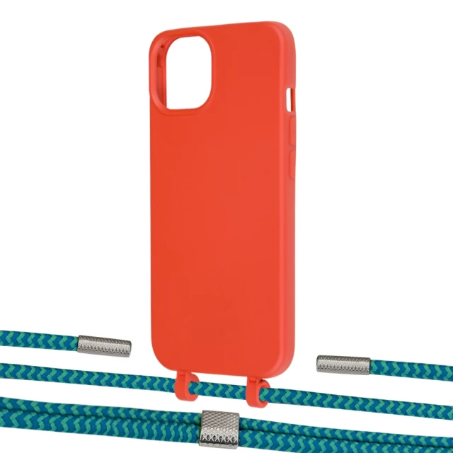 Чехол Upex Alter Eyelets for iPhone 13 Red with Twine Cyan and Fausset Silver (UP108656)