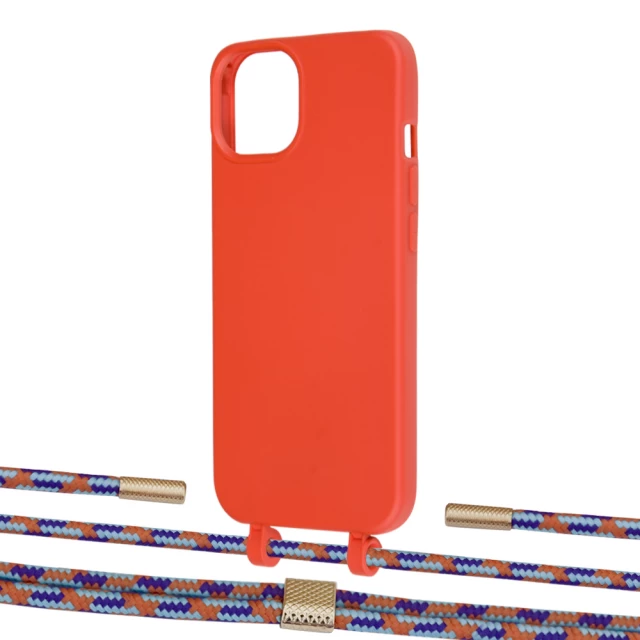 Чохол Upex Alter Eyelets for iPhone 13 Red with Twine Blue Sunset and Fausset Gold (UP108675)