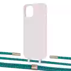 Чохол Upex Alter Eyelets for iPhone 13 Crepe with Twine Cyan and Fausset Gold (UP108724)