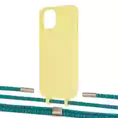 Чохол Upex Alter Eyelets for iPhone 13 Daffodil with Twine Cyan and Fausset Gold (UP108775)