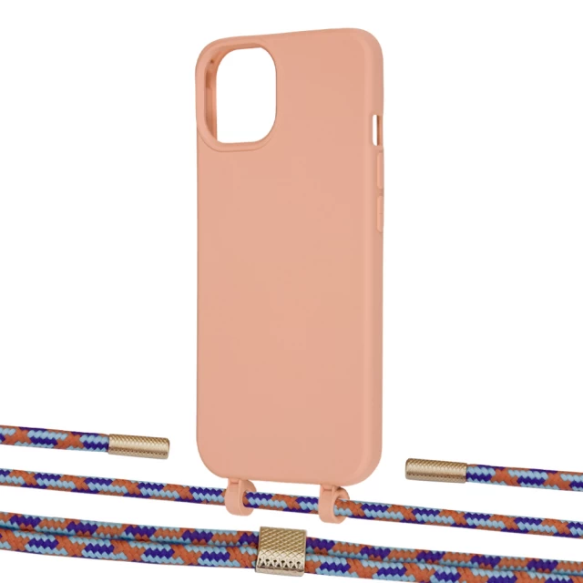 Чехол Upex Alter Eyelets for iPhone 13 Tangerine with Twine Blue Sunset and Fausset Gold (UP108828)