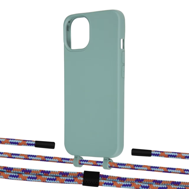 Чохол Upex Alter Eyelets for iPhone 13 Basil with Twine Blue Sunset and Fausset Matte Black (UP108845)