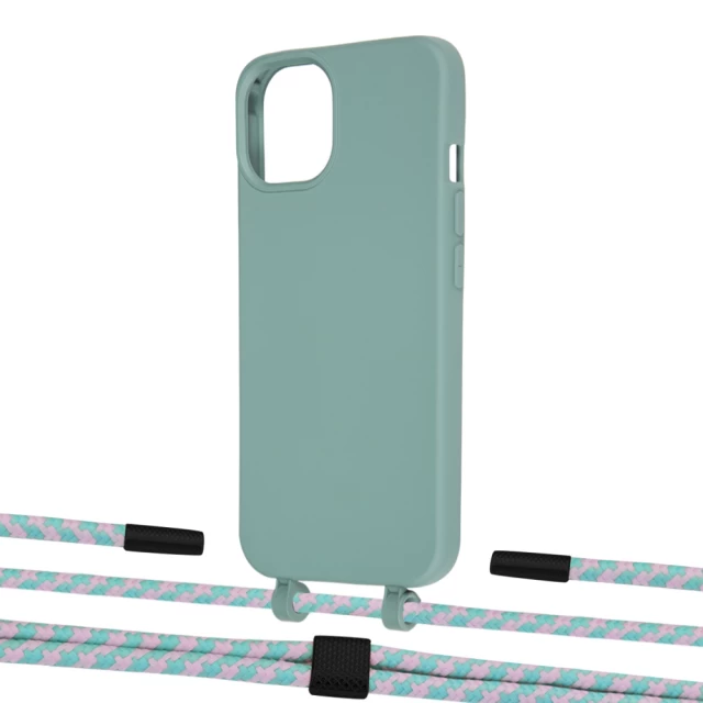 Чохол Upex Alter Eyelets for iPhone 13 Basil with Twine Turquoise and Fausset Matte Black (UP108846)