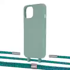 Чохол Upex Alter Eyelets for iPhone 13 Basil with Twine Cyan and Fausset Silver (UP108860)
