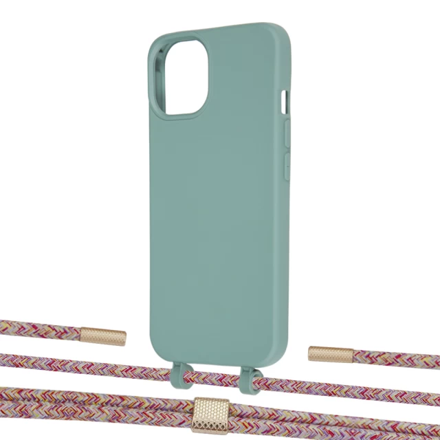 Чохол Upex Alter Eyelets for iPhone 13 Basil with Twine Mulberry and Fausset Gold (UP108876)