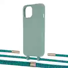 Чехол Upex Alter Eyelets for iPhone 13 Basil with Twine Cyan and Fausset Gold (UP108877)