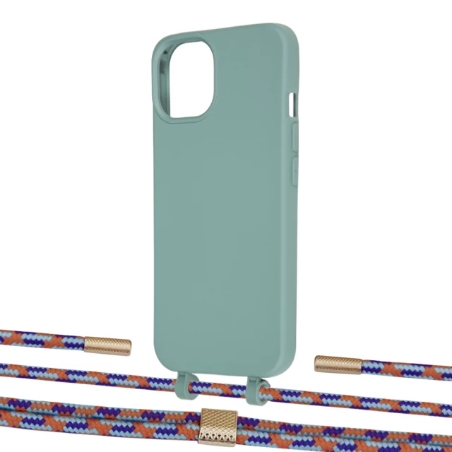 Чохол Upex Alter Eyelets for iPhone 13 Basil with Twine Blue Sunset and Fausset Gold (UP108879)