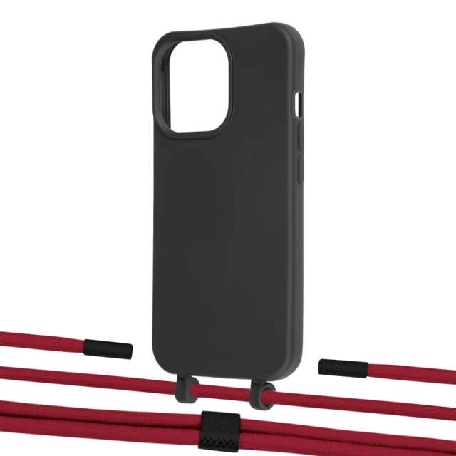 Чохол Upex Alter Eyelets for iPhone 13 Pro Onyx with Twine Red and Fausset Matte Black (UP108938)