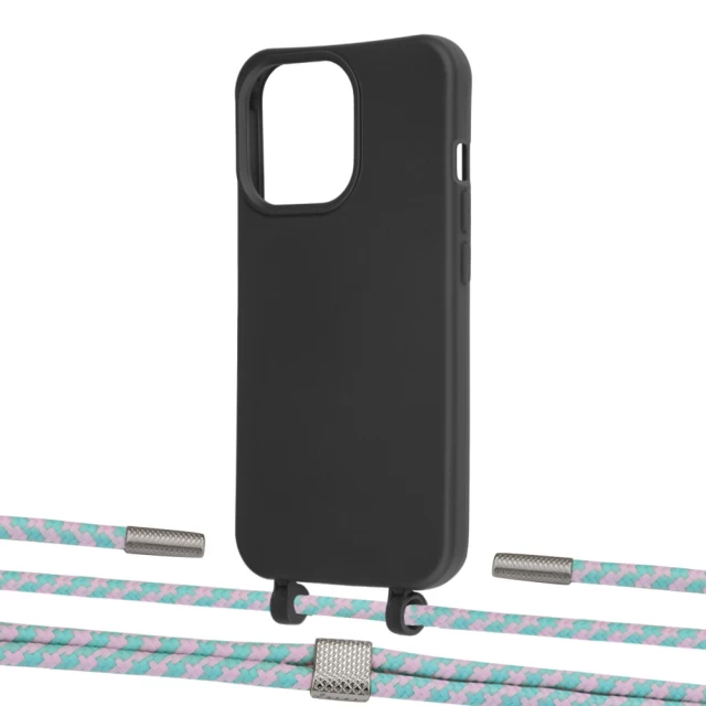 Чохол Upex Alter Eyelets for iPhone 13 Pro Onyx with Twine Turquoise and Fausset Silver (UP108965)
