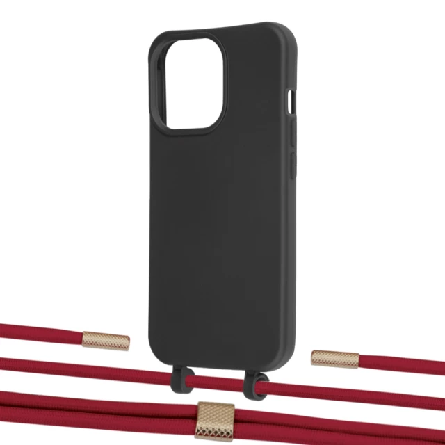 Чохол Upex Alter Eyelets for iPhone 13 Pro Onyx with Twine Red and Fausset Gold (UP108972)