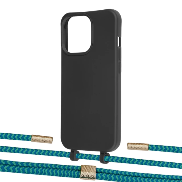 Чохол Upex Alter Eyelets for iPhone 13 Pro Onyx with Twine Cyan and Fausset Gold (UP108979)