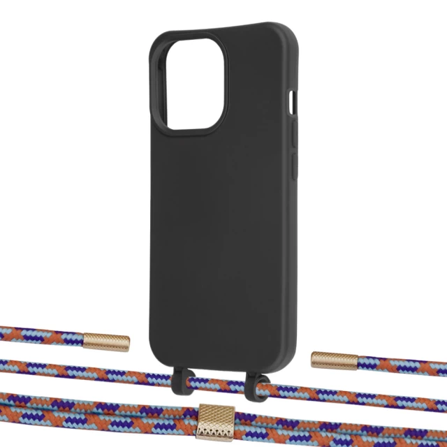 Чохол Upex Alter Eyelets for iPhone 13 Pro Onyx with Twine Blue Sunset and Fausset Gold (UP108981)