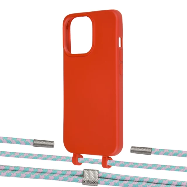 Чохол Upex Alter Eyelets for iPhone 13 Pro Red with Twine Turquoise and Fausset Silver (UP109016)