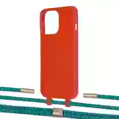 Чохол Upex Alter Eyelets for iPhone 13 Pro Red with Twine Cyan and Fausset Gold (UP109030)