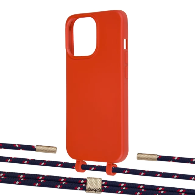 Чохол Upex Alter Eyelets for iPhone 13 Pro Red with Twine Blue Marine and Fausset Gold (UP109034)