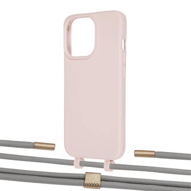 Чехол Upex Alter Eyelets for iPhone 13 Pro Crepe with Twine Gray and Fausset Gold (UP109078)