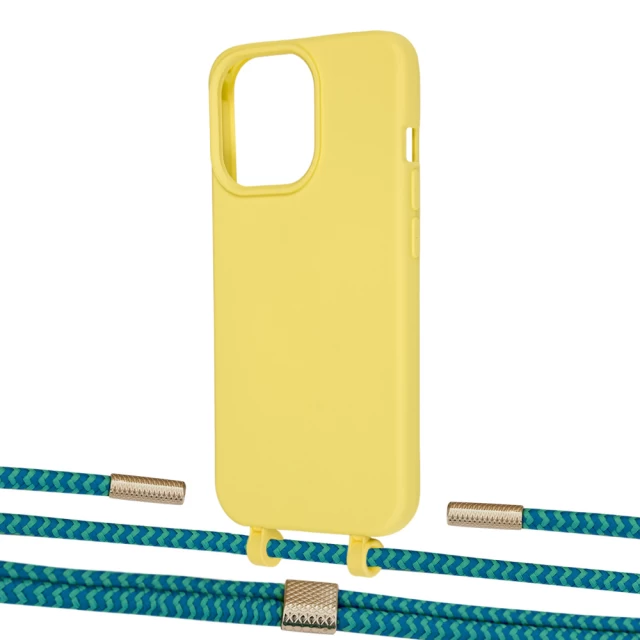 Чохол Upex Alter Eyelets for iPhone 13 Pro Daffodil with Twine Cyan and Fausset Gold (UP109132)