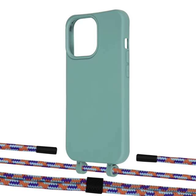 Чохол Upex Alter Eyelets for iPhone 13 Pro Basil with Twine Blue Sunset and Fausset Matte Black (UP109202)