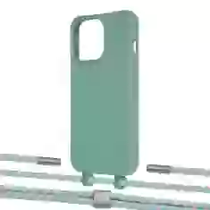 Чохол Upex Alter Eyelets for iPhone 13 Pro Basil with Twine Turquoise and Fausset Silver (UP109220)