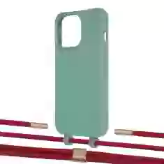 Чохол Upex Alter Eyelets for iPhone 13 Pro Basil with Twine Red and Fausset Gold (UP109227)