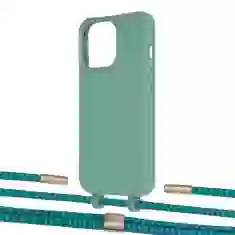 Чохол Upex Alter Eyelets for iPhone 13 Pro Basil with Twine Cyan and Fausset Gold (UP109234)