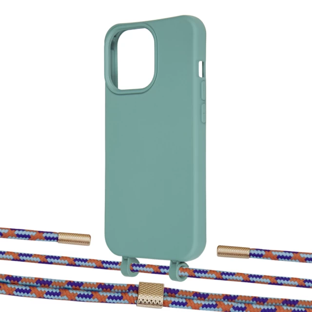 Чохол Upex Alter Eyelets for iPhone 13 Pro Basil with Twine Blue Sunset and Fausset Gold (UP109236)